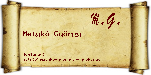 Metykó György névjegykártya