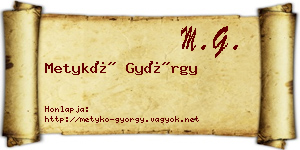 Metykó György névjegykártya